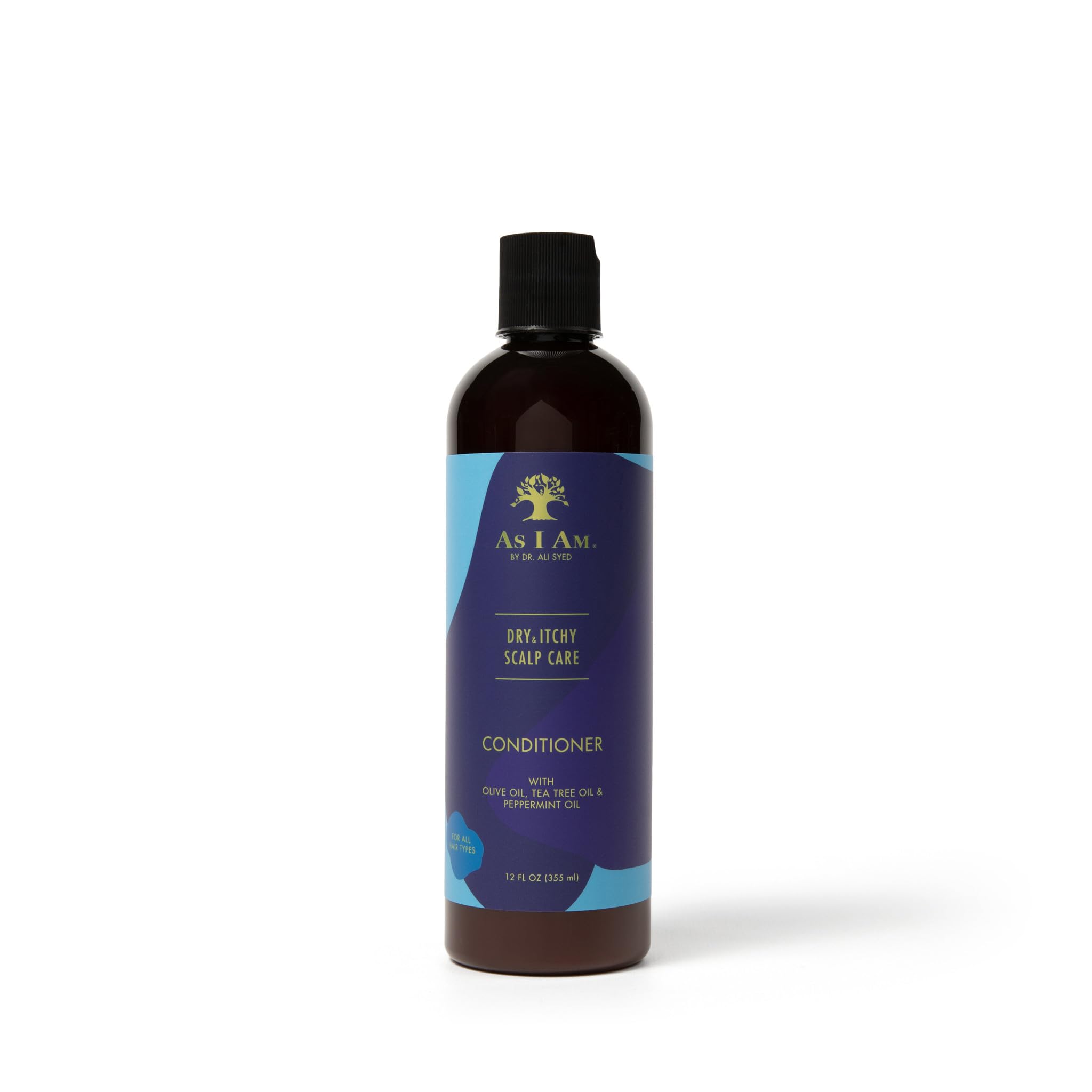 Producto As I Am: acondicionador para cabello seco, botella visible, nutre el cuero cabelludo.