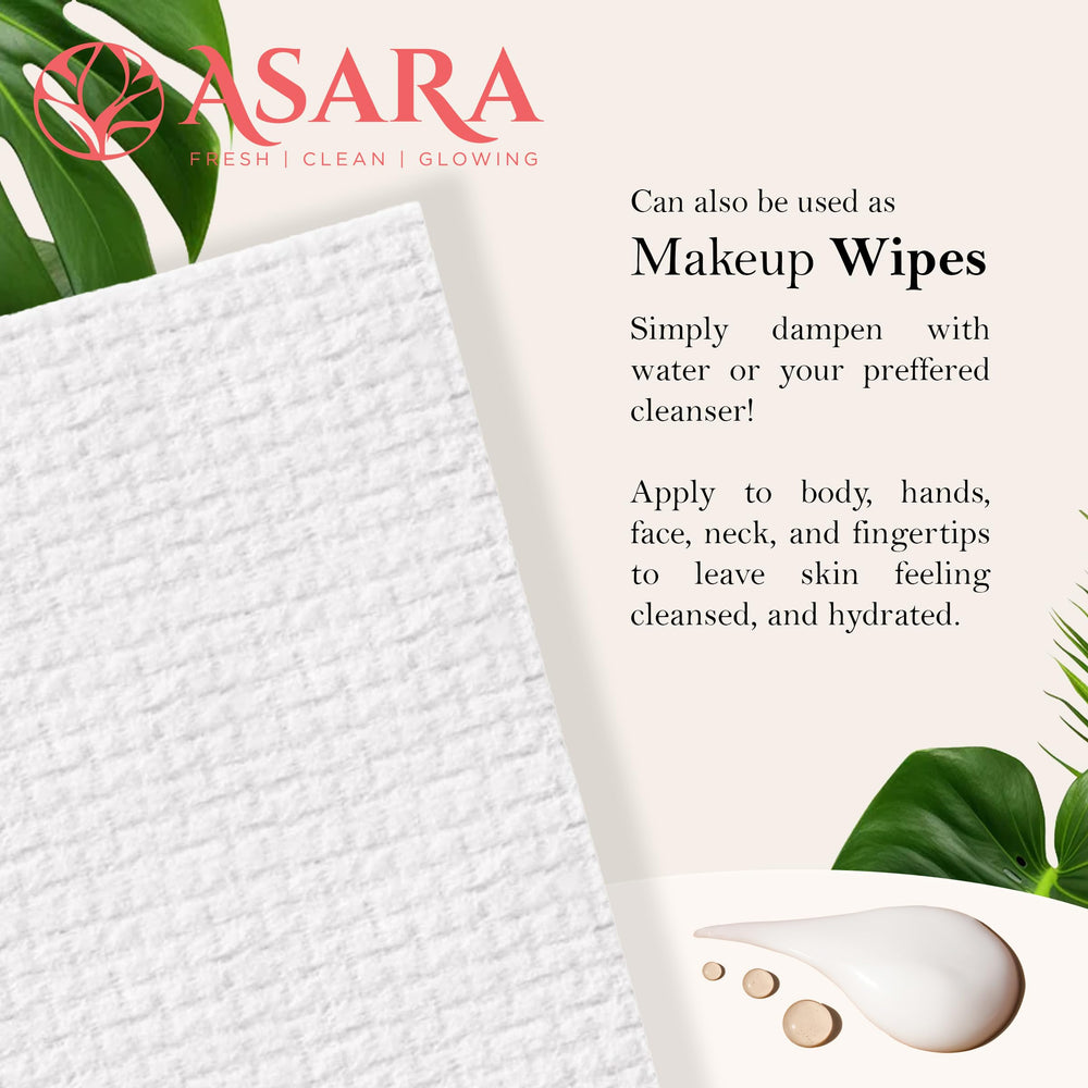 ASARA toallitas absorbentes para rostro y manos tras lavado.