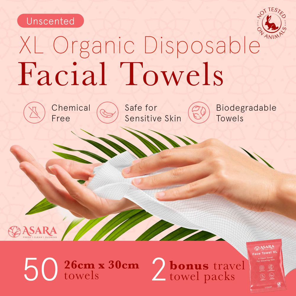 ASARA toallitas faciales para viaje, cuidado diario y uso cómodo.