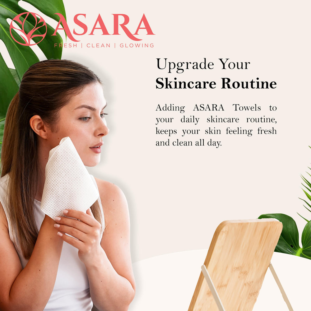 ASARA toallitas faciales XL para desmaquillaje con agua en rostro
