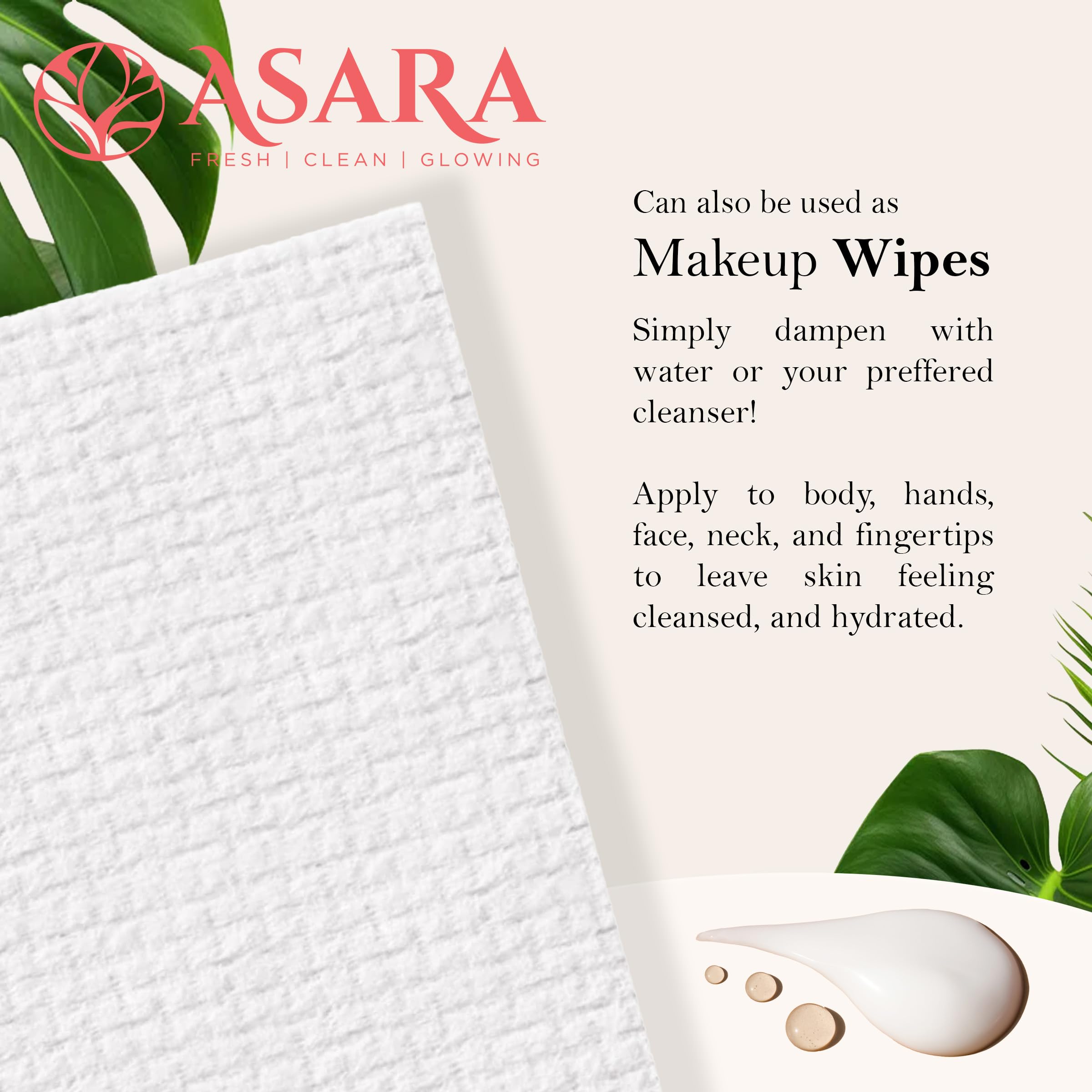 ASARA toallitas para piel sensible, desmaquillado con agua