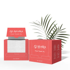 ASARA XL toallitas faciales descartables en empaque, limpieza rápida y suave para la piel.