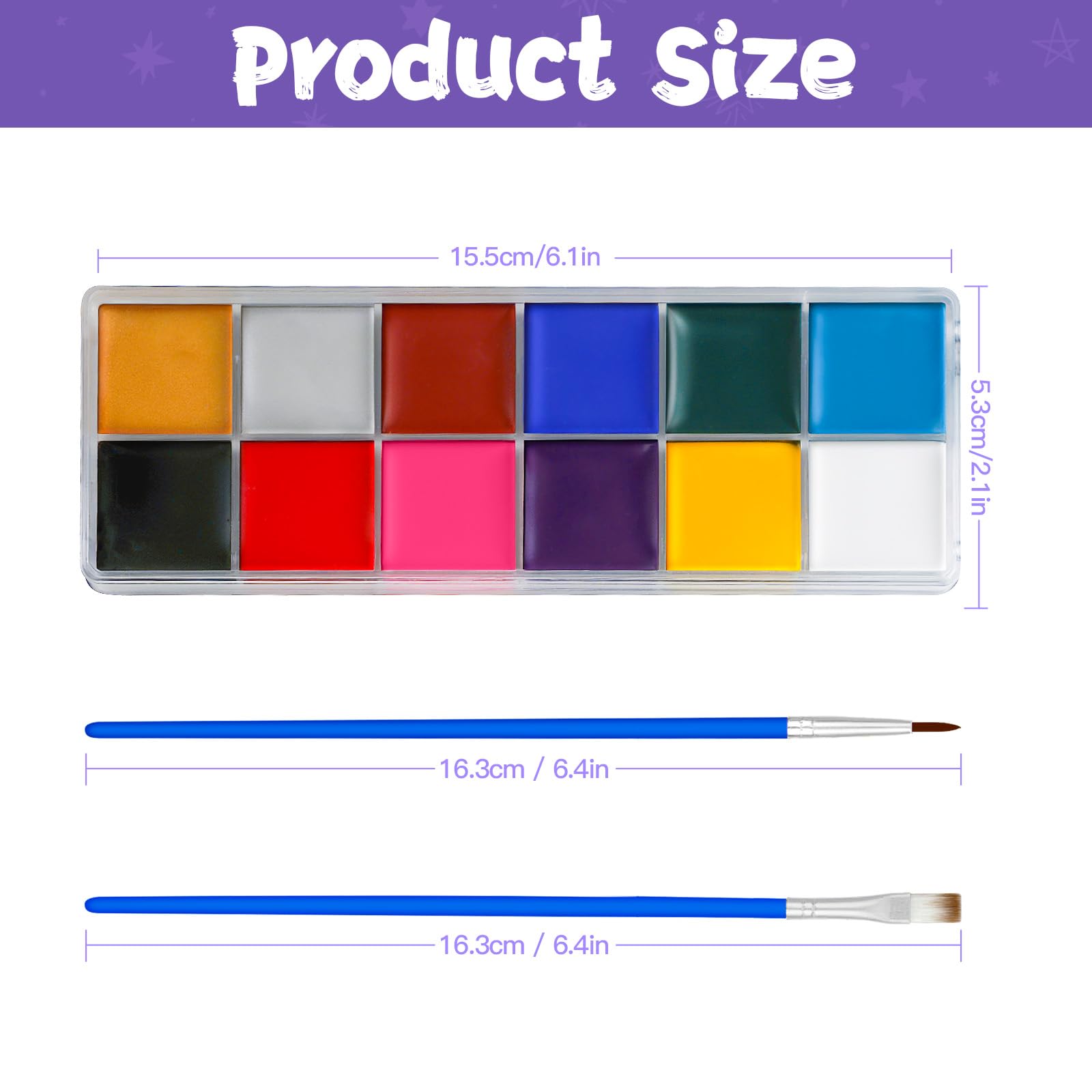 Brochas incluidas de Asddage para pintura de caras, trazos precisos.