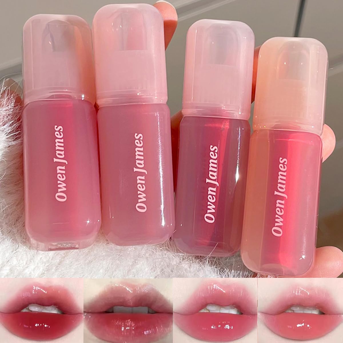 Aseawave brillos labiales textura gel en botella, hidratante para uso diario.