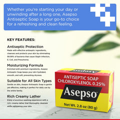 Asepso jabón antiseptico original, espuma cremosa para una limpieza suave.