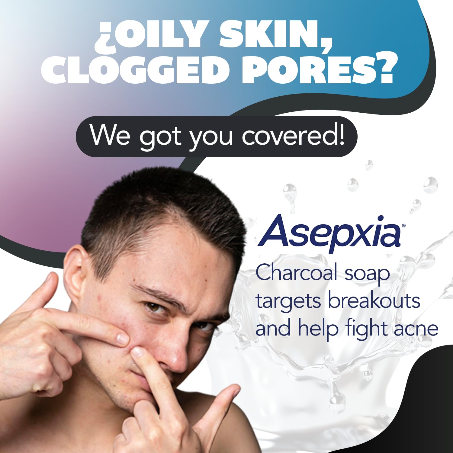 Asepxia barra jabón carbón activado para eliminar grasa y suciedad