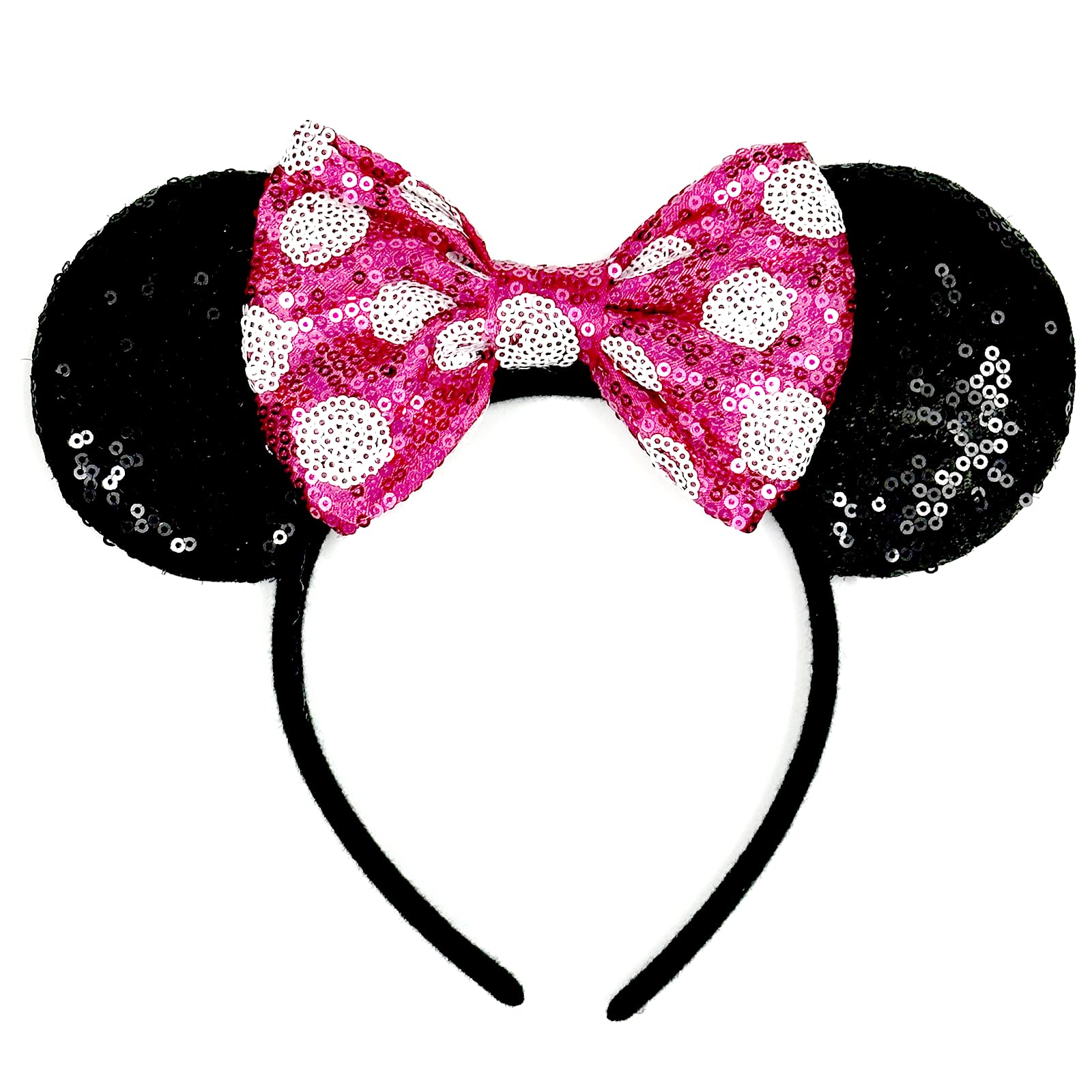 Diadema ASHONE con orejas de ratón rosas brillantes para fiestas