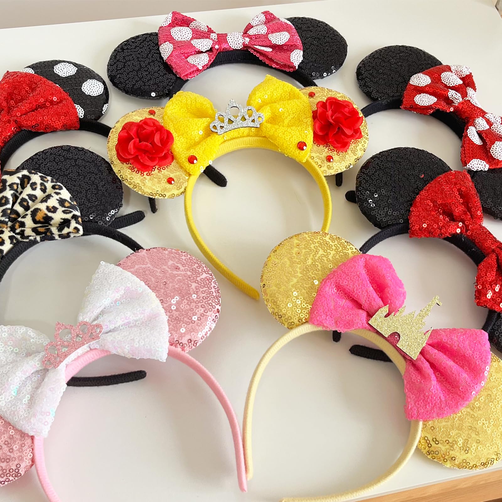 Diadema ASHONE para fiestas, orejas de ratón brillantes y elegantes