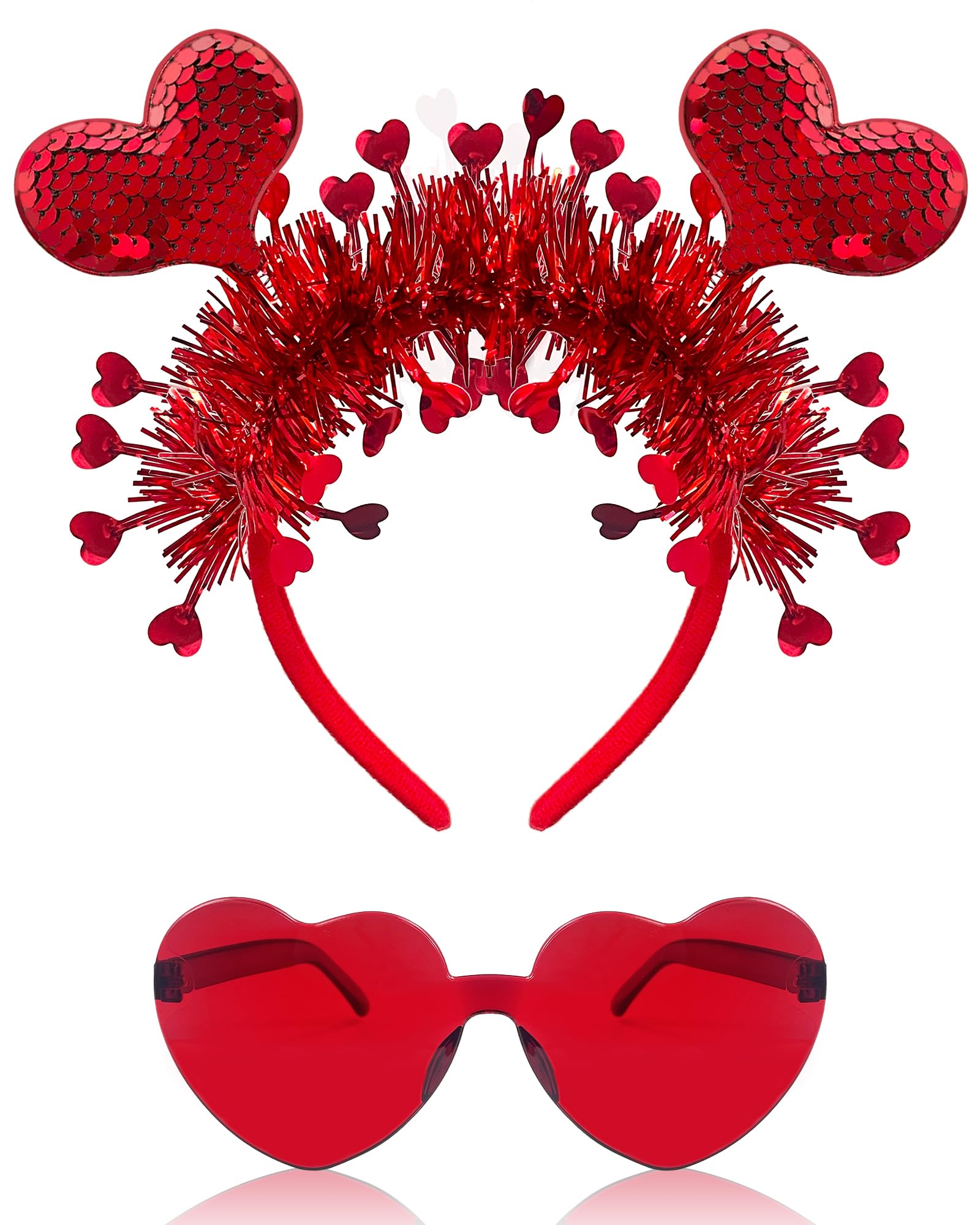 Asikkon diadema corazón rojo de doble tela para un look romántico