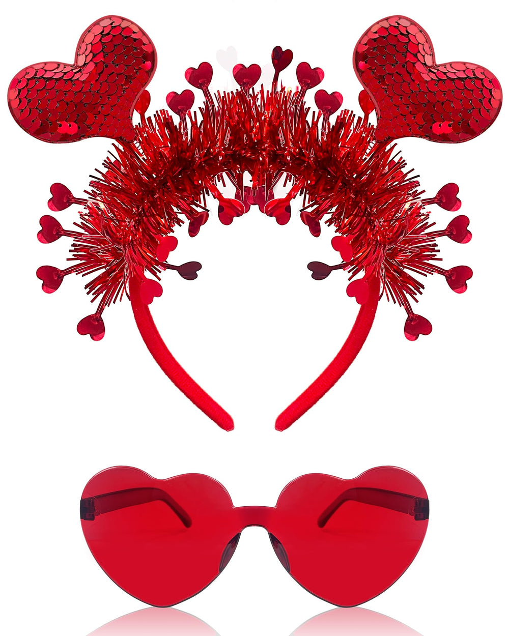 Asikkon diadema corazón rojo de doble tela para un look romántico
