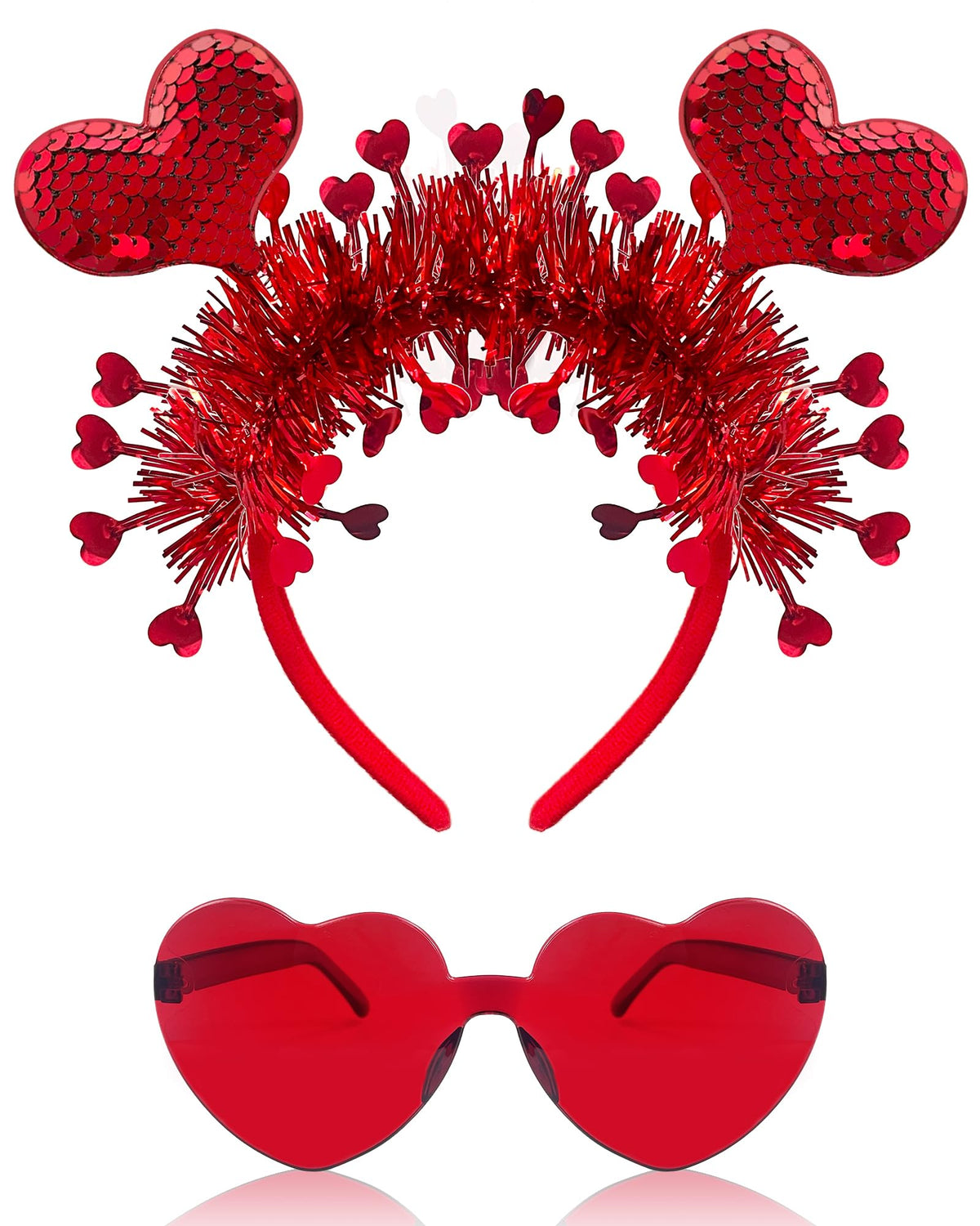 Asikkon diadema corazón rojo de doble tela para un look romántico