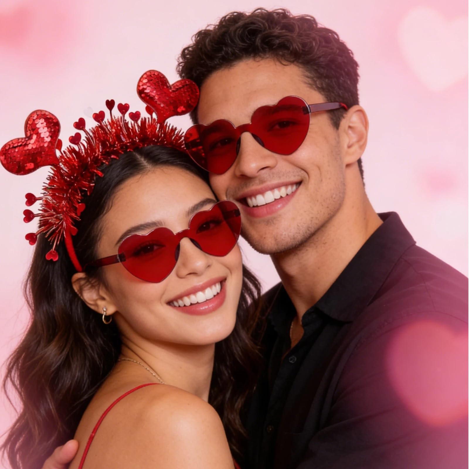 Asikkon gafas corazón rojo con puente de metal para durabilidad