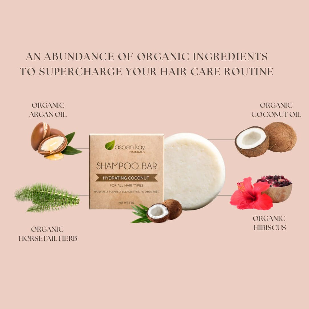 Envase artesanal del champú sólido Aspen Kay Naturals coco argán