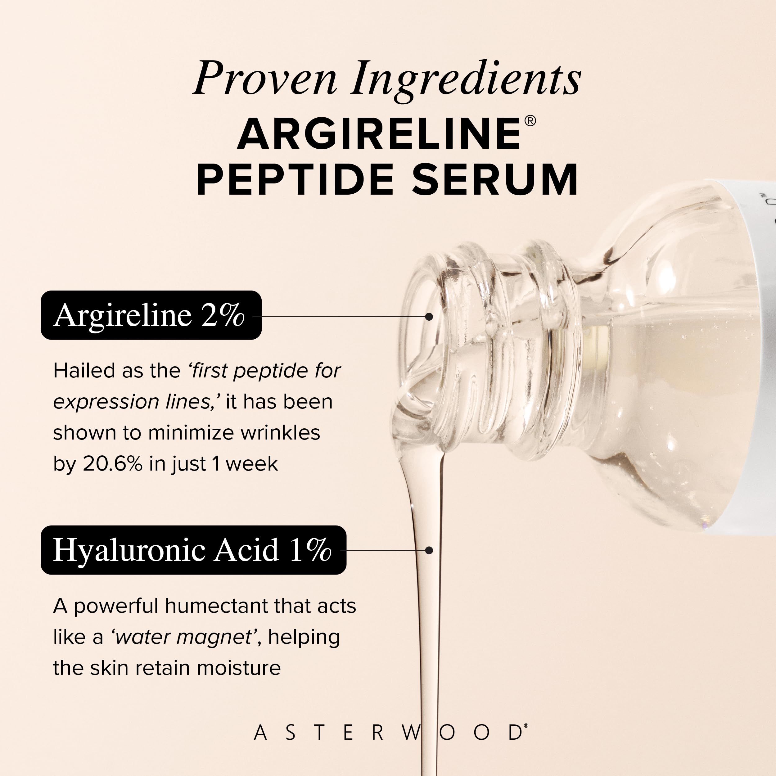 Aplicación nocturna con Asterwood Argireline para piel más suave.
