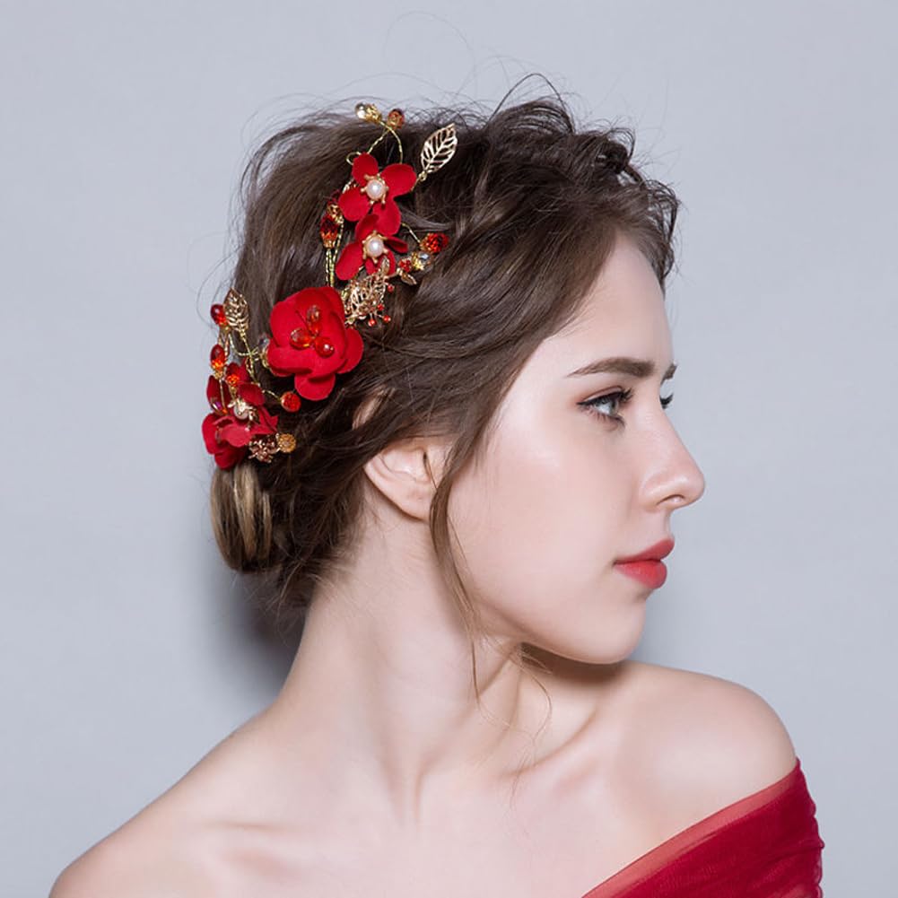 Aswewamt clip de pelo rojo para evento especial de mujer.