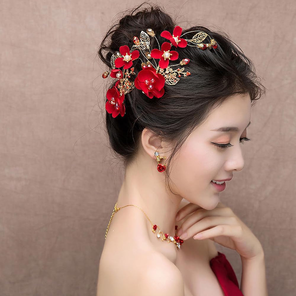 Aswewamt pinza floral roja para eventos, se mantiene estable todo el día.