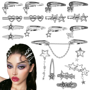 ATCCPYDM clip cabello estrella plateado, para peinados diarios con toque retro.