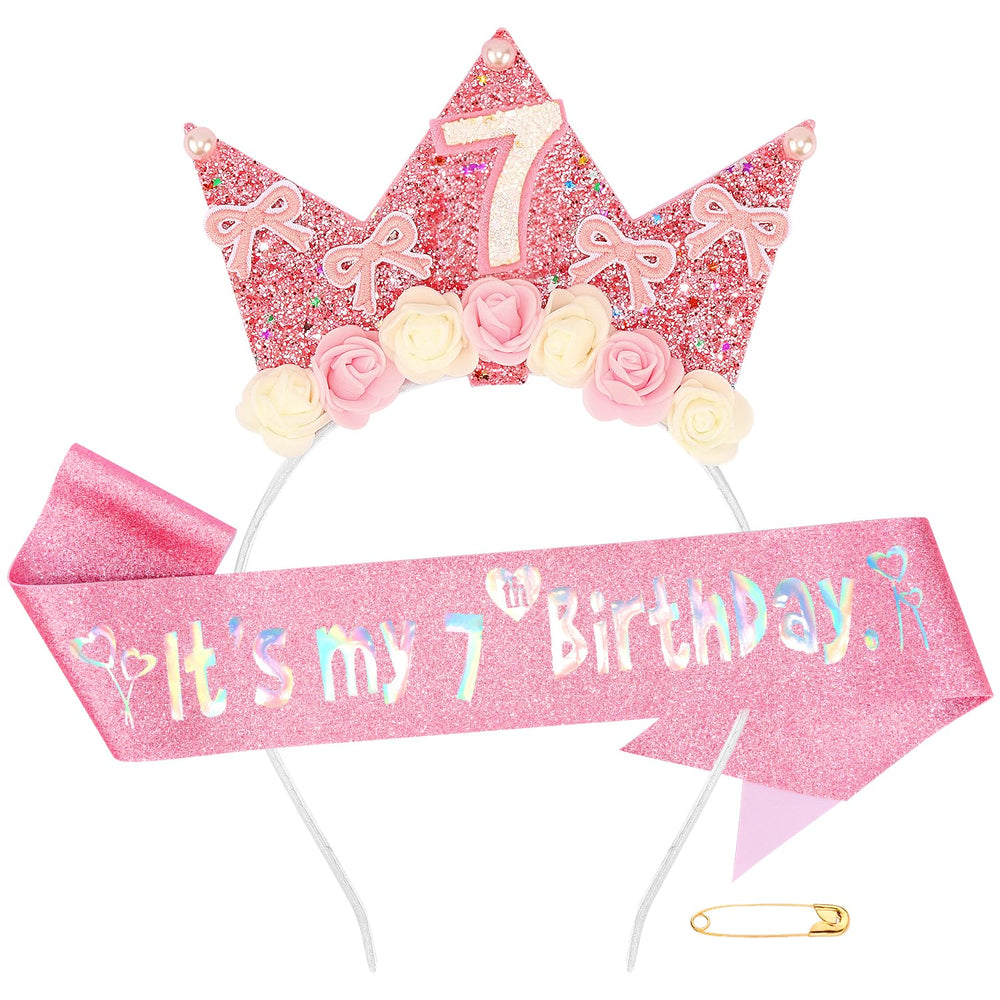 Diadema Atoden para cumpleaños de siete años, cómoda y llamativa para fotos.