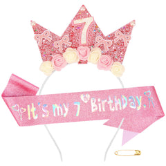 Diadema Atoden para cumpleaños de siete años, cómoda y llamativa para fotos.