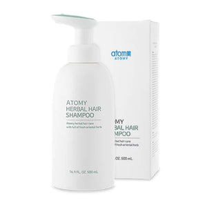 ATOMY Champú Herbal en botella, limpieza suave para uso diario.