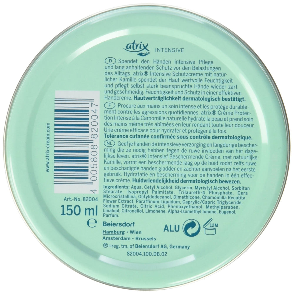 Atrix crema de manos con manzanilla, textura cremosa para aplicar fácilmente.
