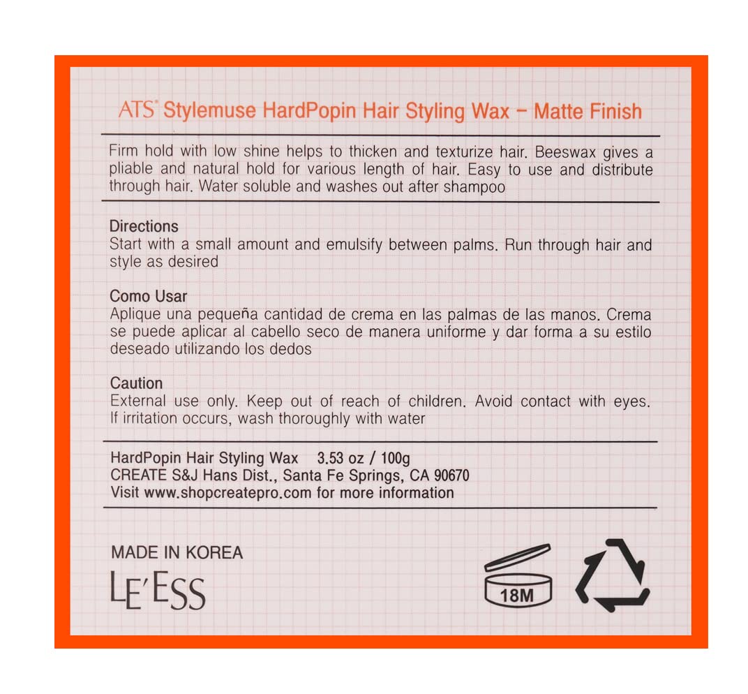 ATS Stylemuse Hard Popin, envase de 100 g ideal para diario y viaje