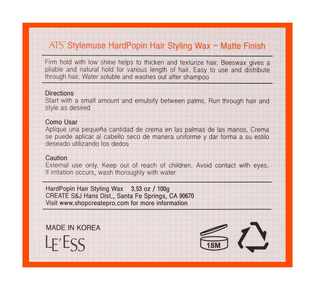 ATS Stylemuse Hard Popin, envase de 100 g ideal para diario y viaje