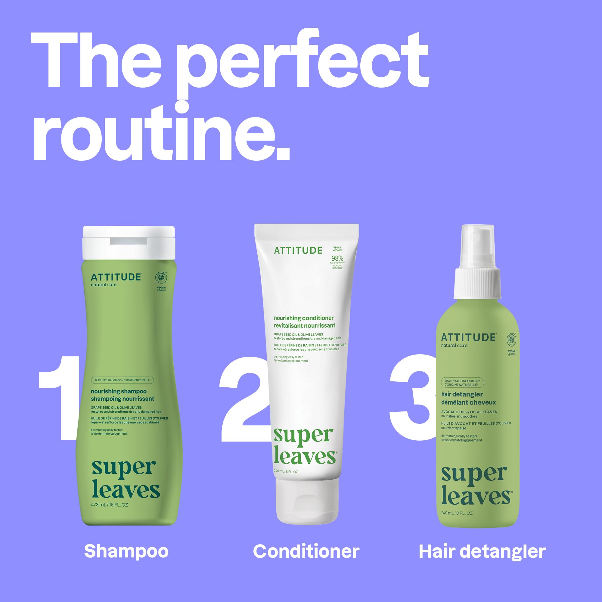 Acondicionador ATTITUDE dermatológicamente probado para uso diario.