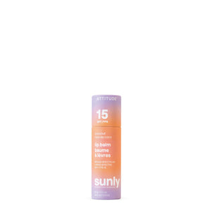 Bálsamo ATTITUDE sin plástico con SPF15 para labios protegidos al sol.