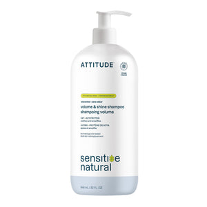 ATTITUDE Champú sensible para cuero cabelludo seco, envase con limpieza suave.