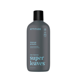 ATTITUDE gel de ducha para hombres, botella frontal, diseño práctico para uso diario y frescura.