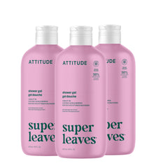 ATTITUDE gel de ducha conjunto de 3 botellas, limpieza suave y vegana.