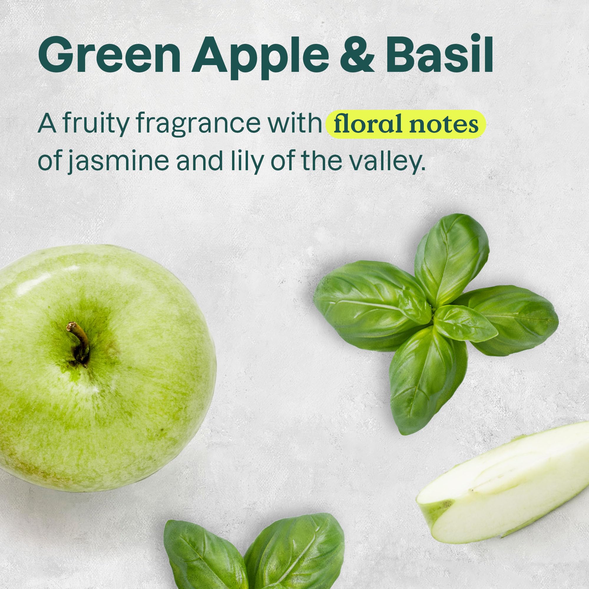 ATTITUDE Jabón de manos espumoso fragancia manzana verde con albahaca fresca.