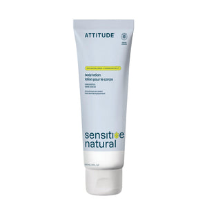 ATTITUDE loción corporal para piel sensible con avena, hidratación suave para uso diario.