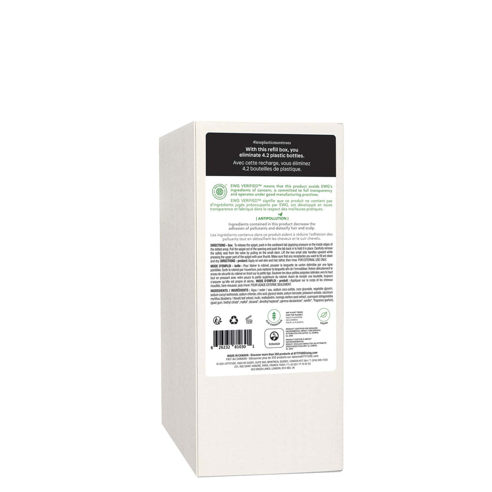 ATTITUDE Ninos Champú Jabon Bano refill-ecologico: recambio FSC para reducir residuos