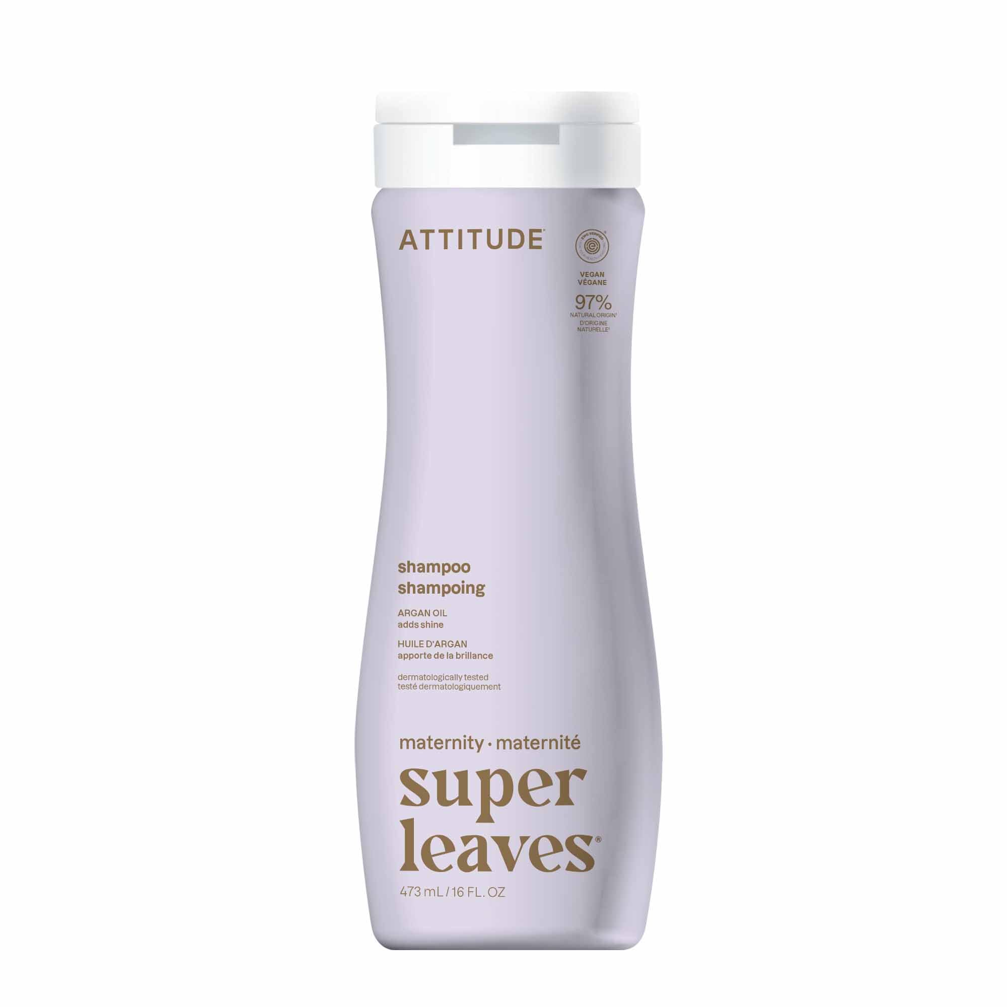 ATTITUDE Shampoo de Maternidad: botella vertida para limpieza suave diaria.