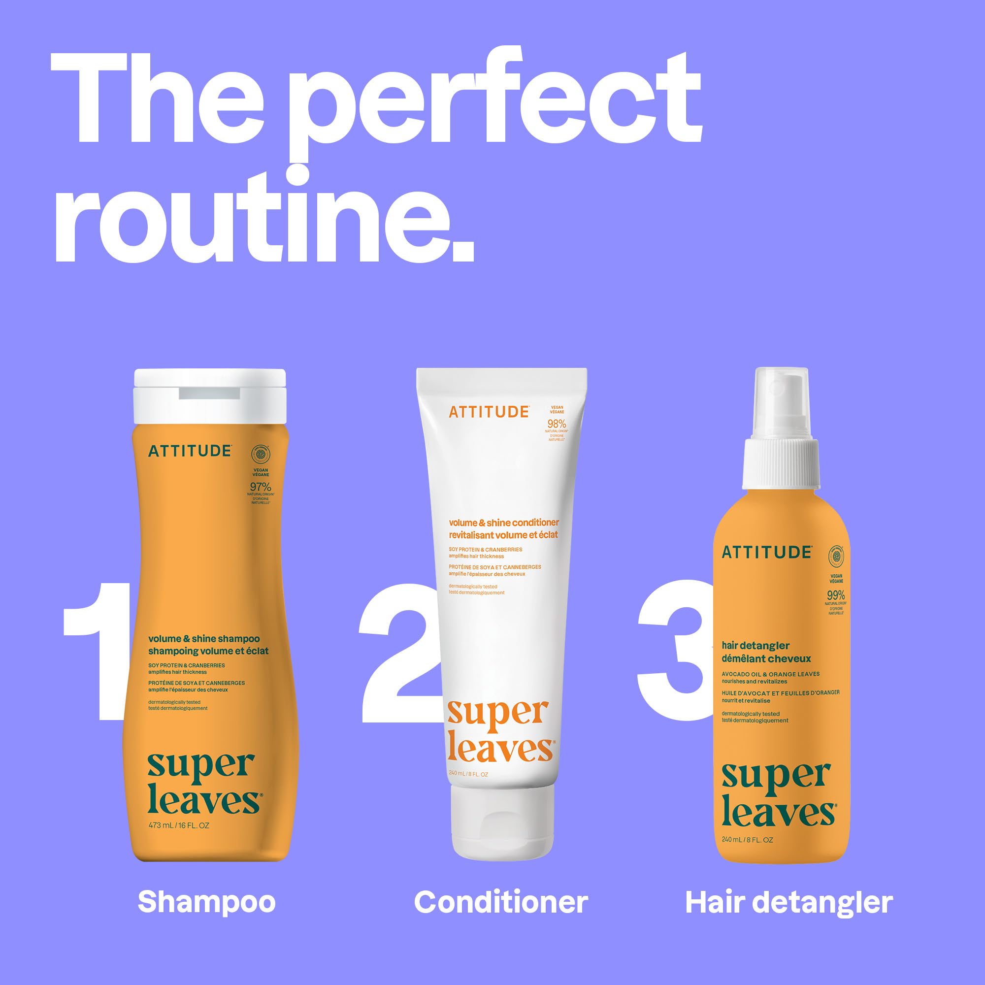 Acondicionador ATTITUDE dermatológicamente probado, apto para uso diario en cabello fino.
