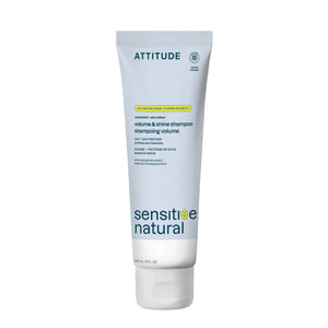 ATTITUDE champú volumen y brillo: botella que destaca fórmula suave para cabello fino.