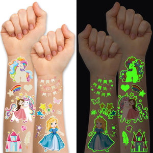 ATYDKUG tatuaje princesa unicornio luminoso para fiestas infantiles.