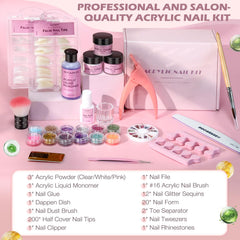 Aucarkee kit uñas acrílicas con herramientas incluidas para manicura casera profesional