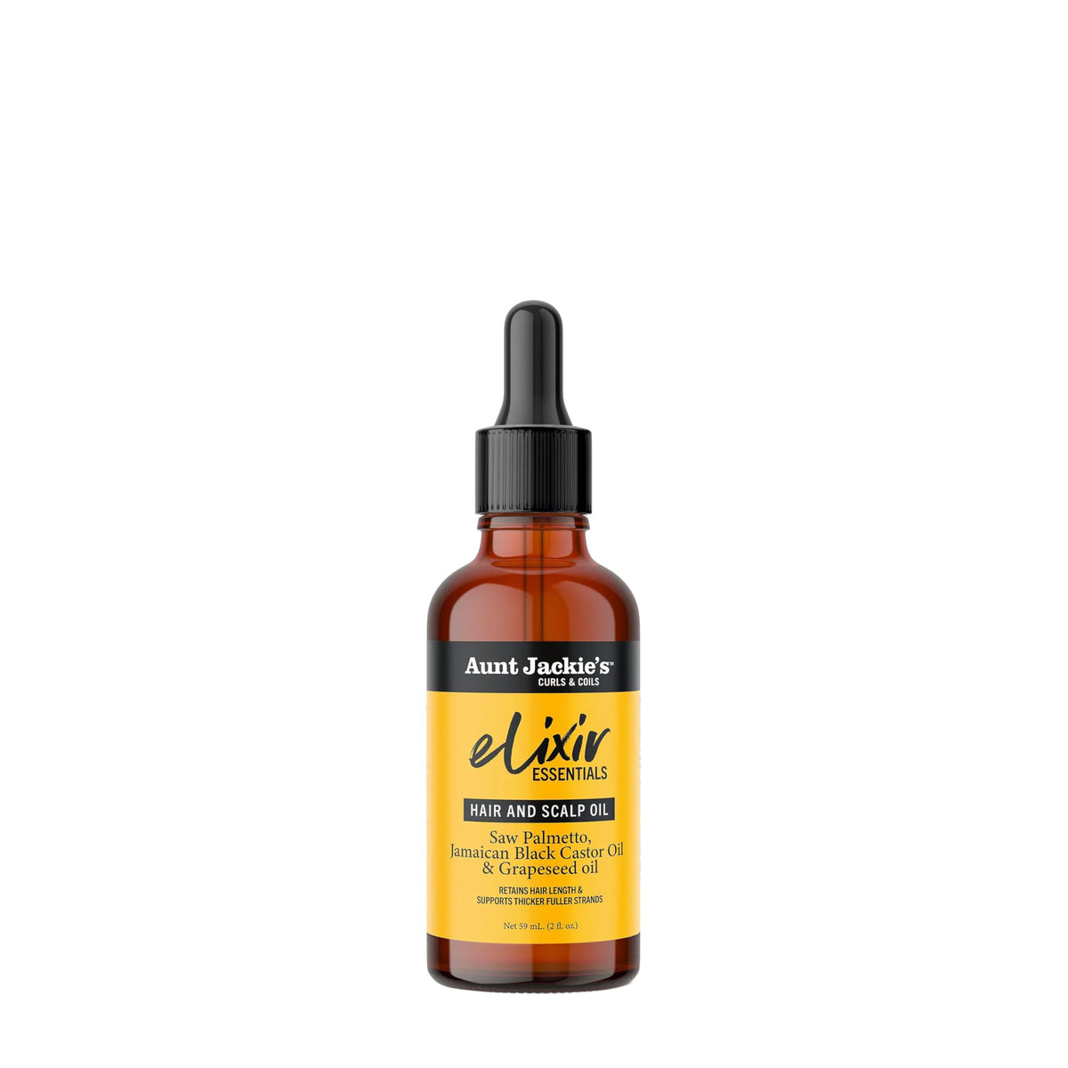 Aunt Jackie's Elixir Essentials, botella del producto, nutrición intensiva para el cuero cabelludo.