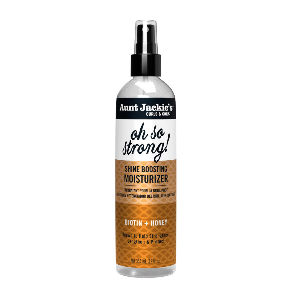 Aunt Jackie’s Oh So Strong: botella del producto para brillo y fortalecimiento capilar