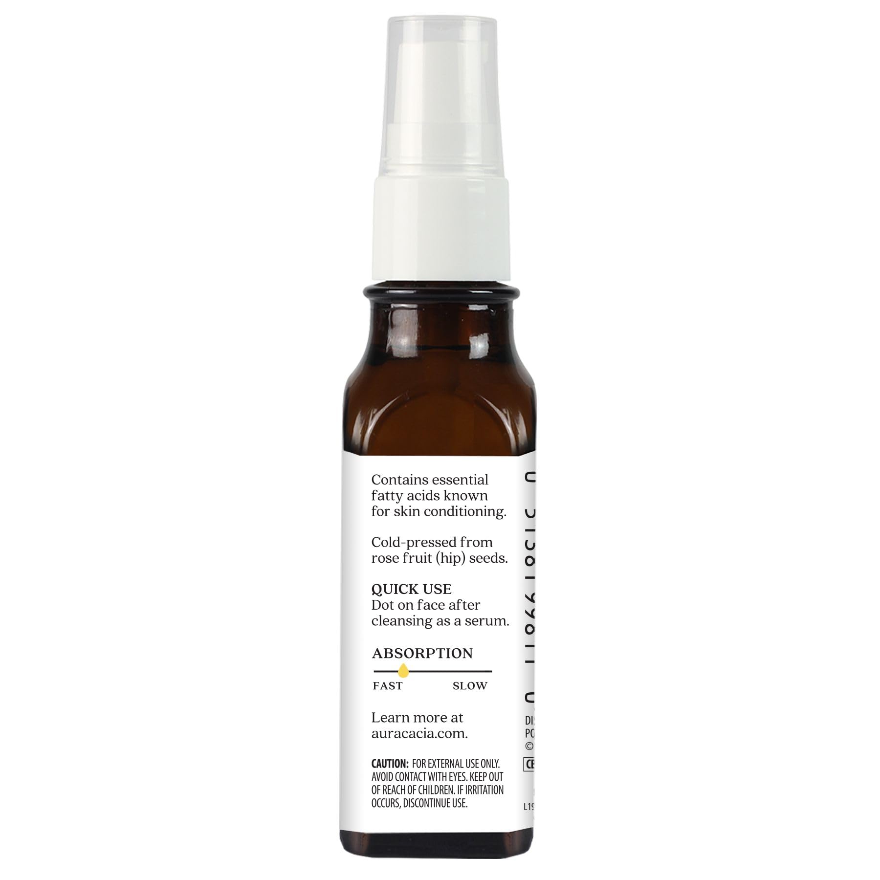 Etiqueta orgánica de Aura Cacia destaca pureza y origen.