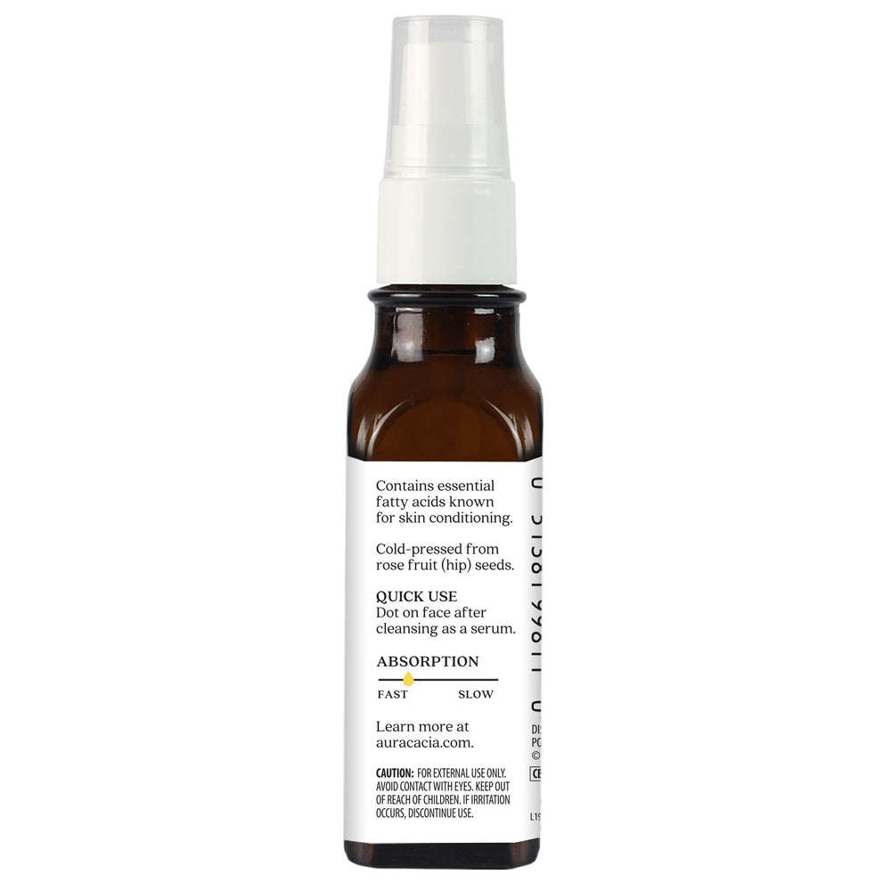 Etiqueta orgánica de Aura Cacia destaca pureza y origen.