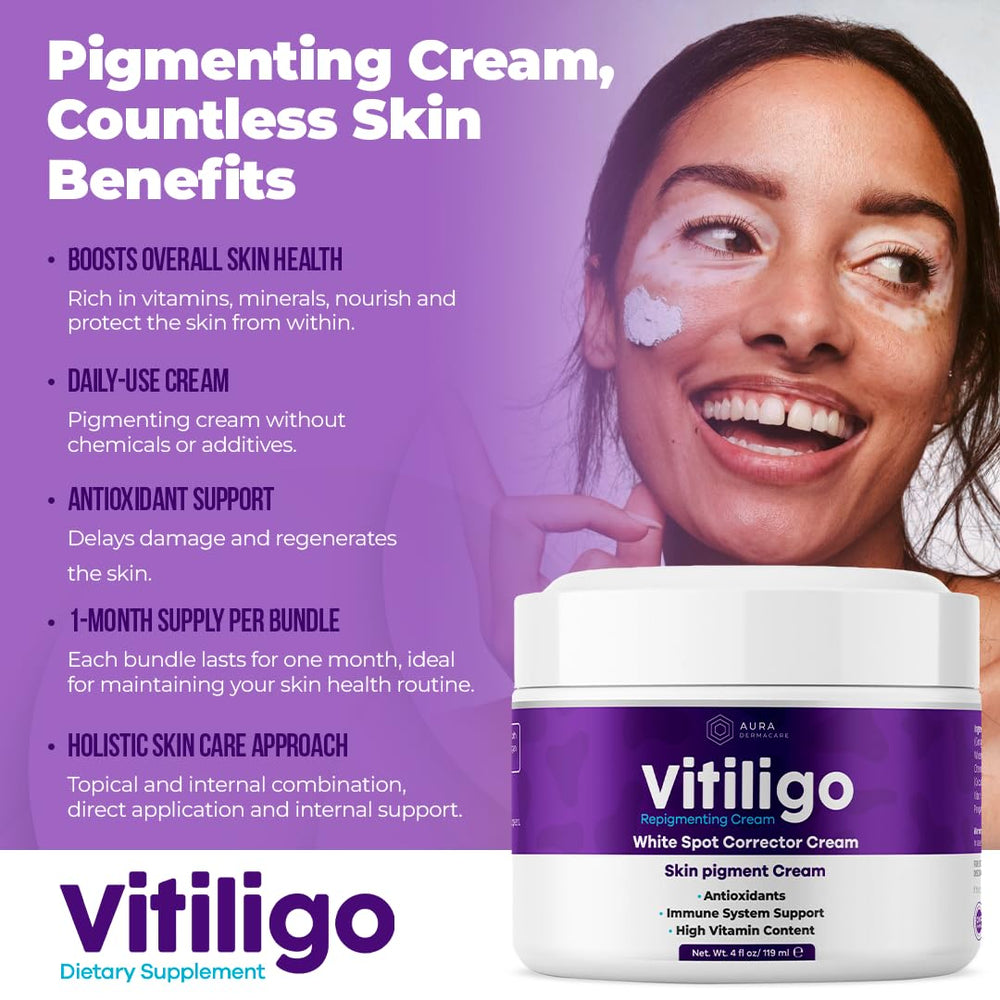 Aura Vitamins crema repigmentante – ayuda a tono más uniforme rostro y manos.