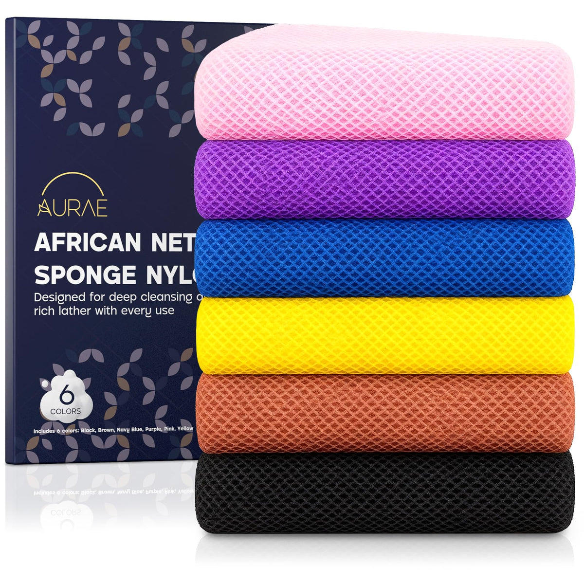 Esponja net africana AURAE en set multicolor para exfoliar diariamente