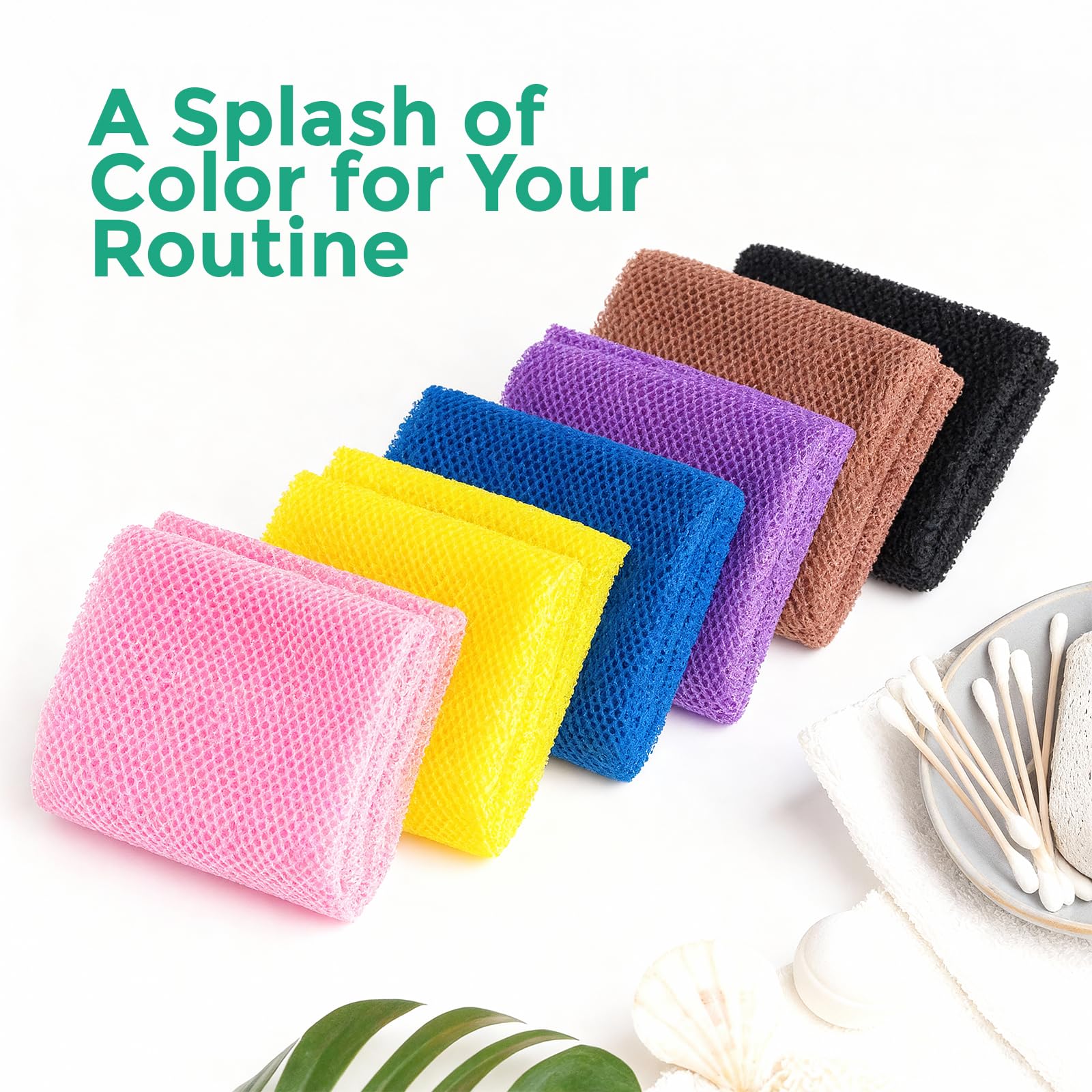 Set de 6 esponjas AURAE para exfoliar en el baño diario