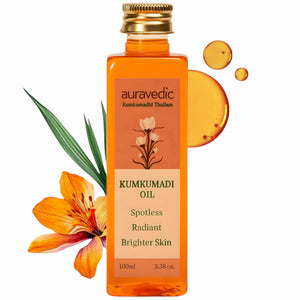 Auravedic Kumkumadi: aceite puro de azafrán en botella para piel radiante