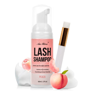 AuReve champú para pestañas, envase de 60 ml para limpieza suave y práctica.