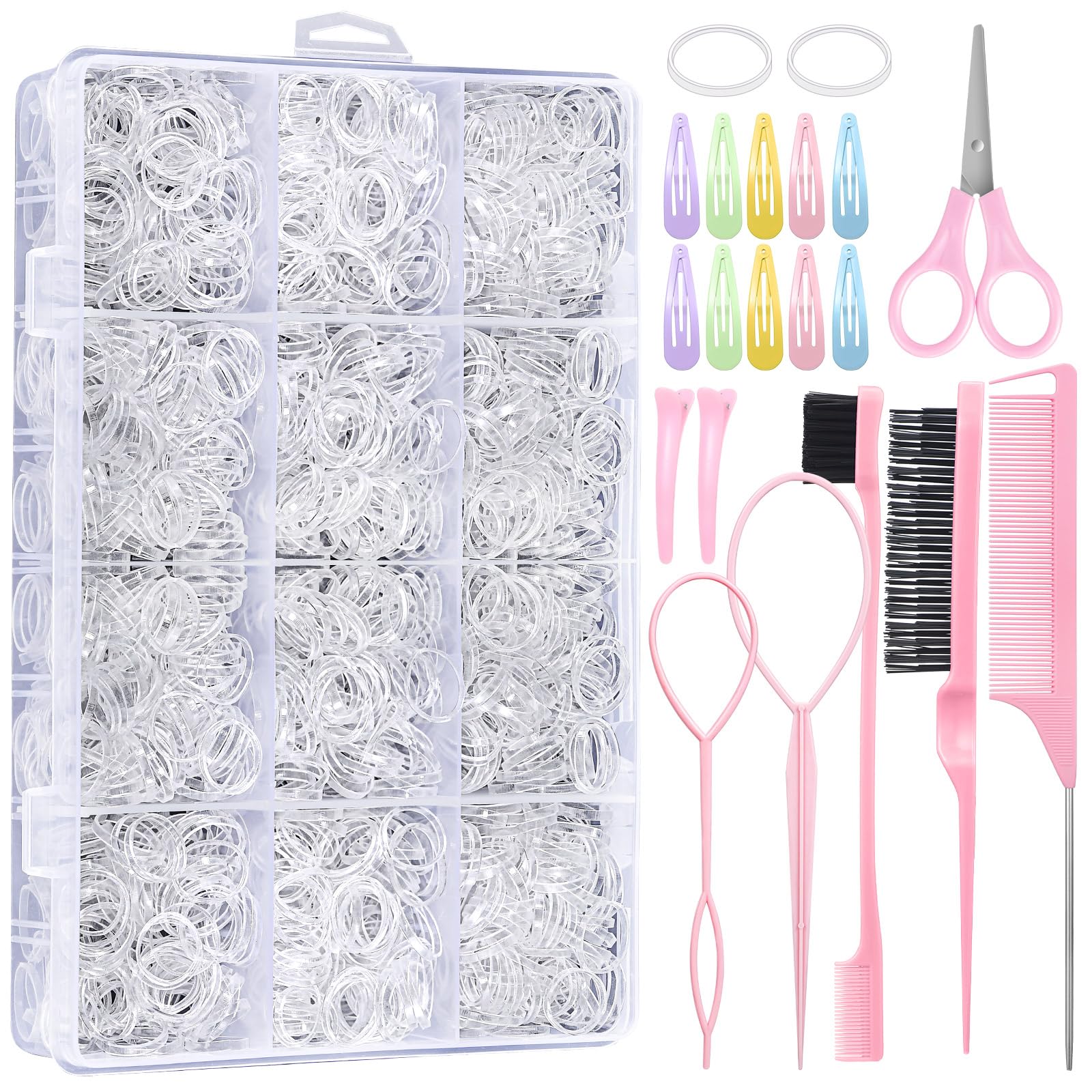 Auroray cintas transparentes para el cabello, 2200 piezas, útiles para peinados versátiles.